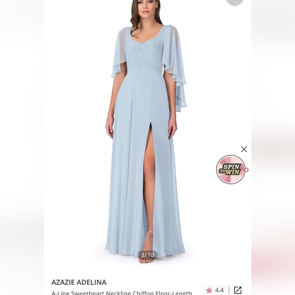Azazie Adelina dress size 0 in blue mist